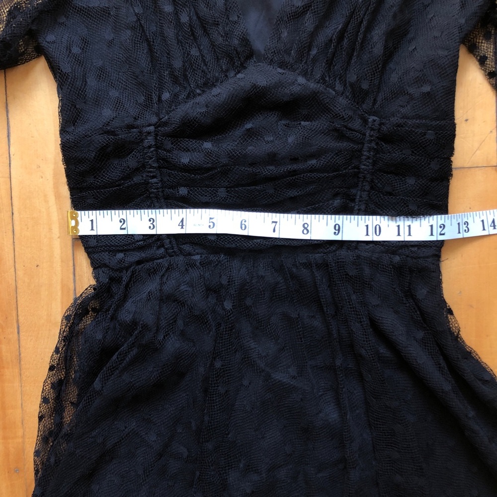 Betsey Johnson Dramatic Gothic Swiss Dot Mesh Lace Dress Wednesday Prom Sz 4 - Picture 7 of 12